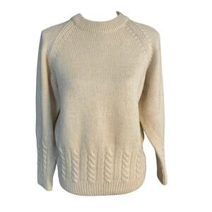 Vintage Burberrys Burberry Size S Wool Alpaca Fisherman Sweater Cable Knit Cream